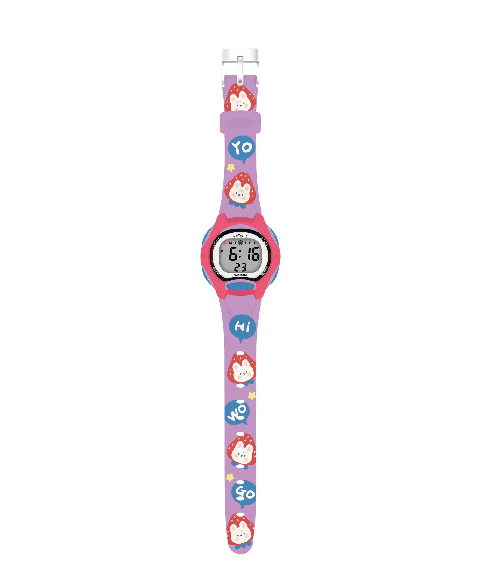 Spiky Eva18 Printed Strap Round Sports Digital Watch