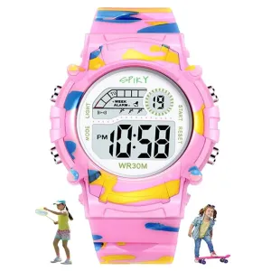 Spiky Military Digital Sports Watch - Pink