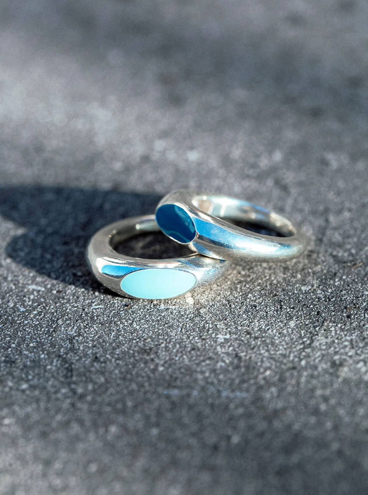 Stackable Enamel Ring - Silver
