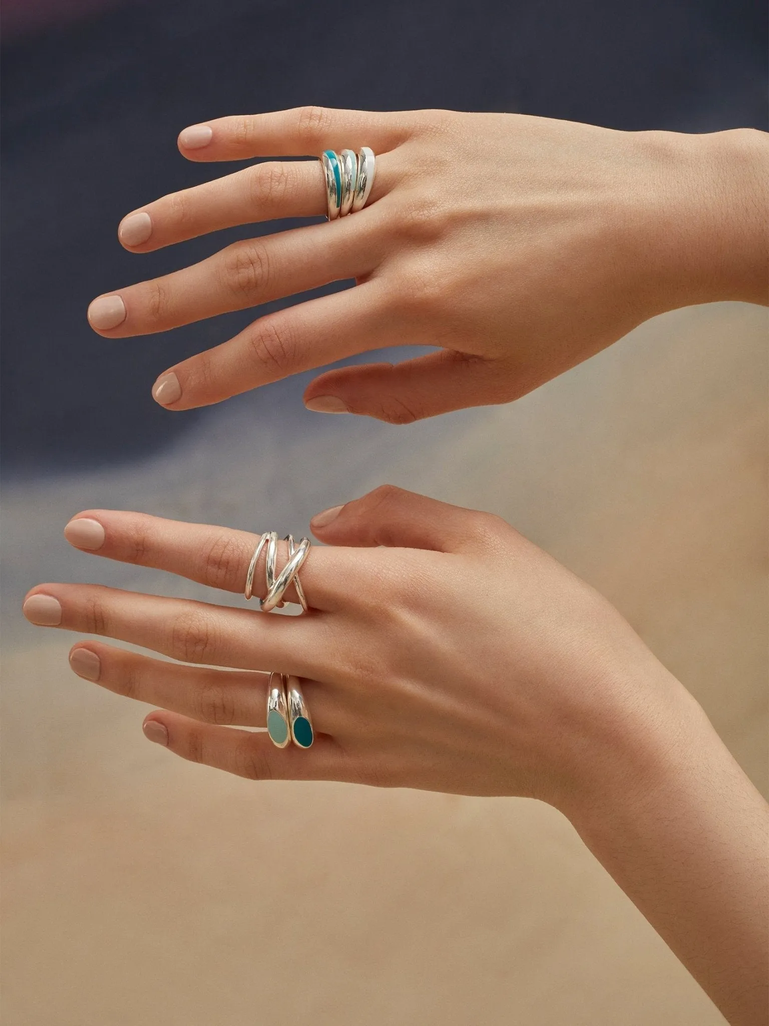 Stackable Enamel Ring - Silver