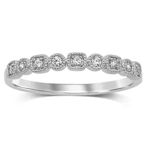 Stackable Ring with 0.10ct of Diamonds in 9ct White Gold