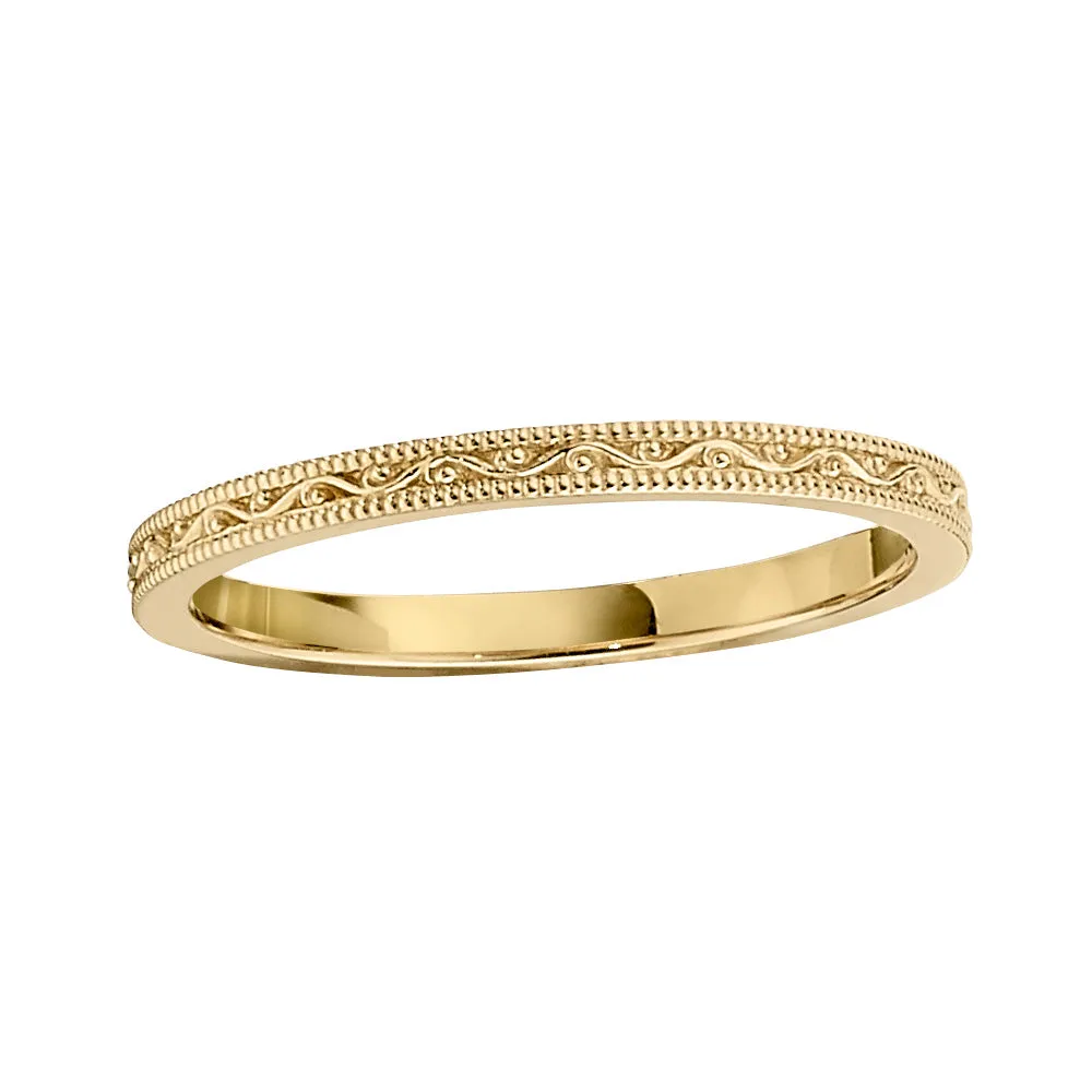 Stackable Vintage Yellow Gold Wedding Band
