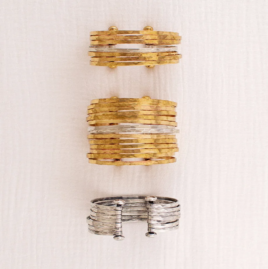 Stacked Strands Cuff - Silver - 7 Strand