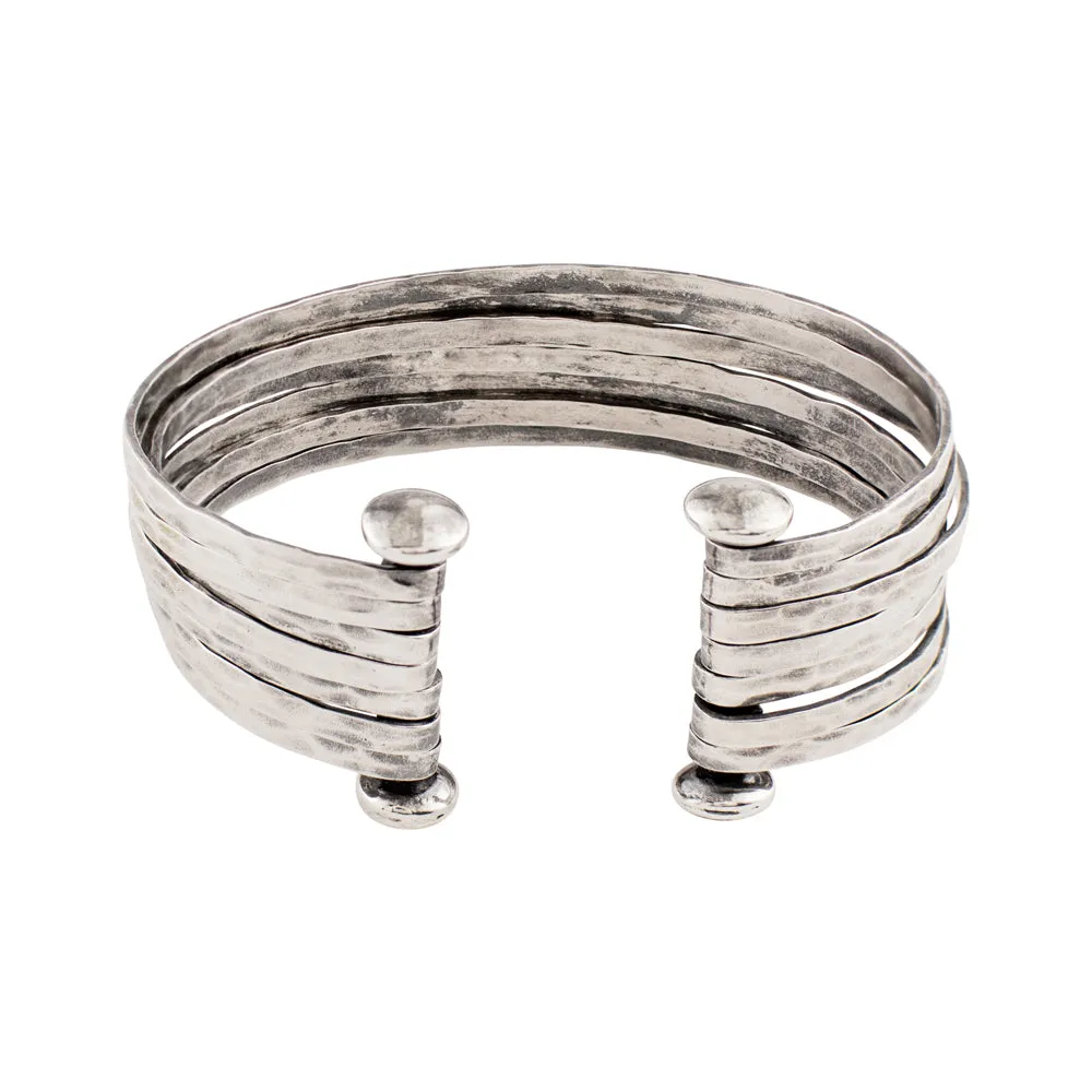 Stacked Strands Cuff - Silver - 7 Strand