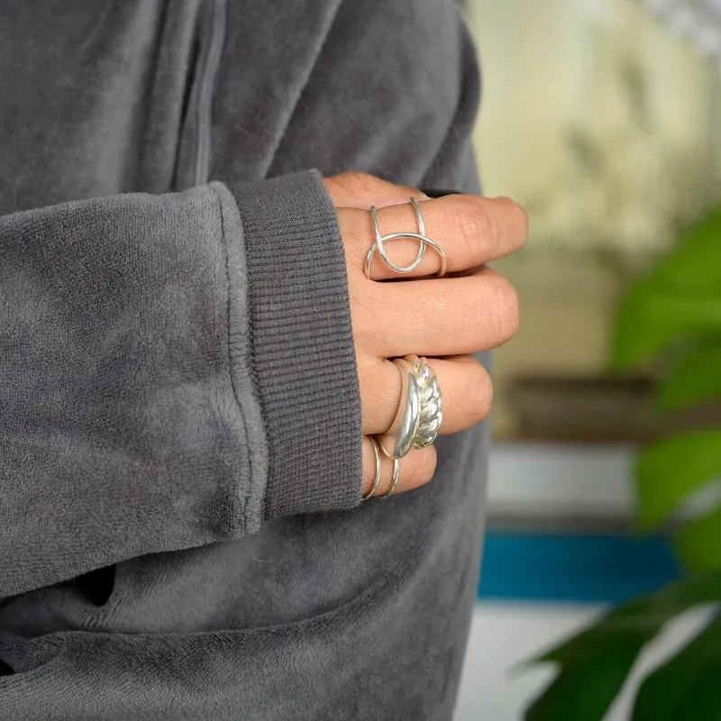 Stacking Dome Croissant Rings Set Sterling Silver