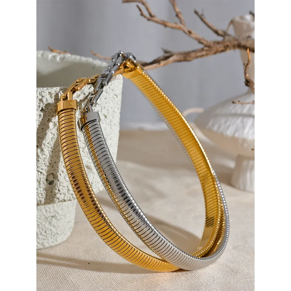 Stainless Steel Cuban Choker Necklace Gold Plated Waterproof Fashion Trendy Thick Chain Jewelry for Women Gift for Her