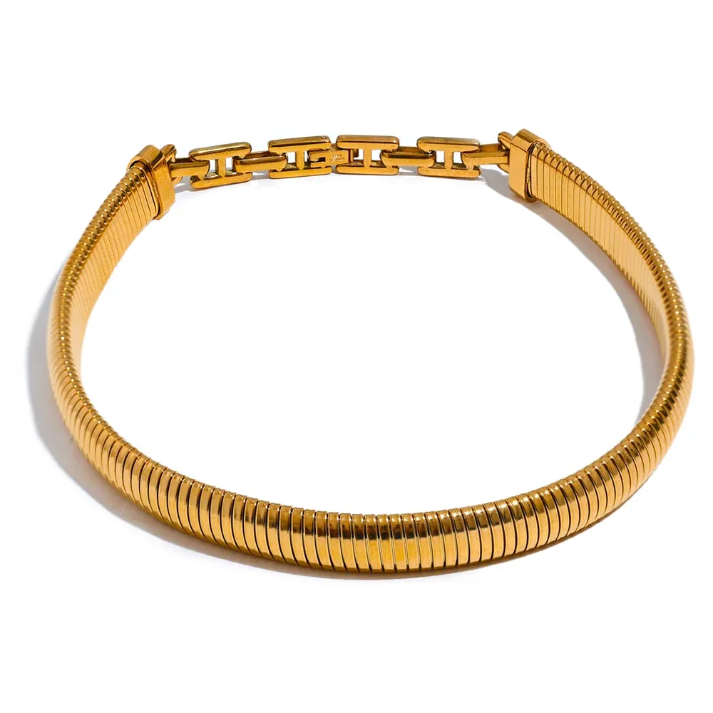 Stainless Steel Cuban Choker Necklace Gold Plated Waterproof Fashion Trendy Thick Chain Jewelry for Women Gift for Her