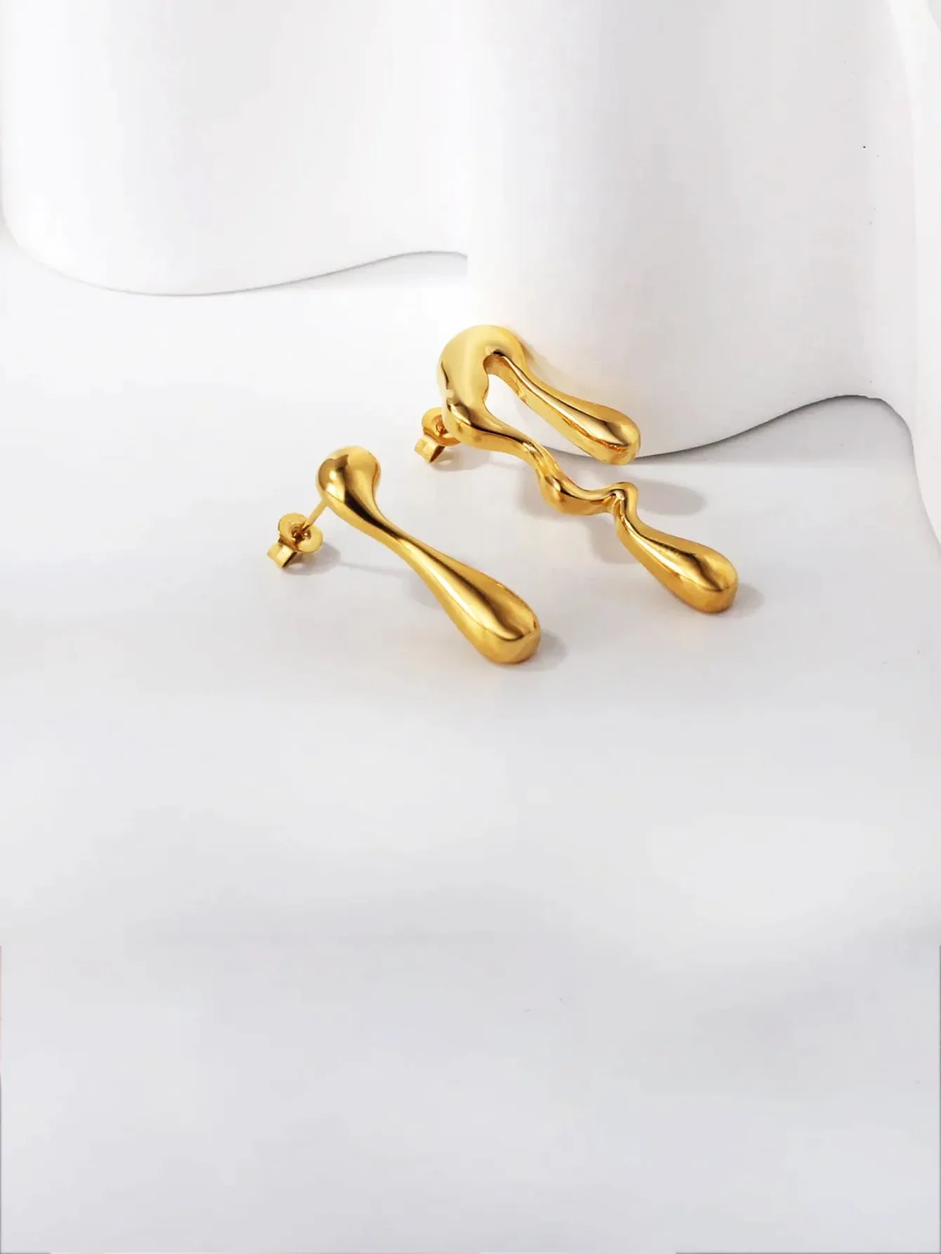 Stainless Steel Teardrop Dangle Earrings - FD ⚡