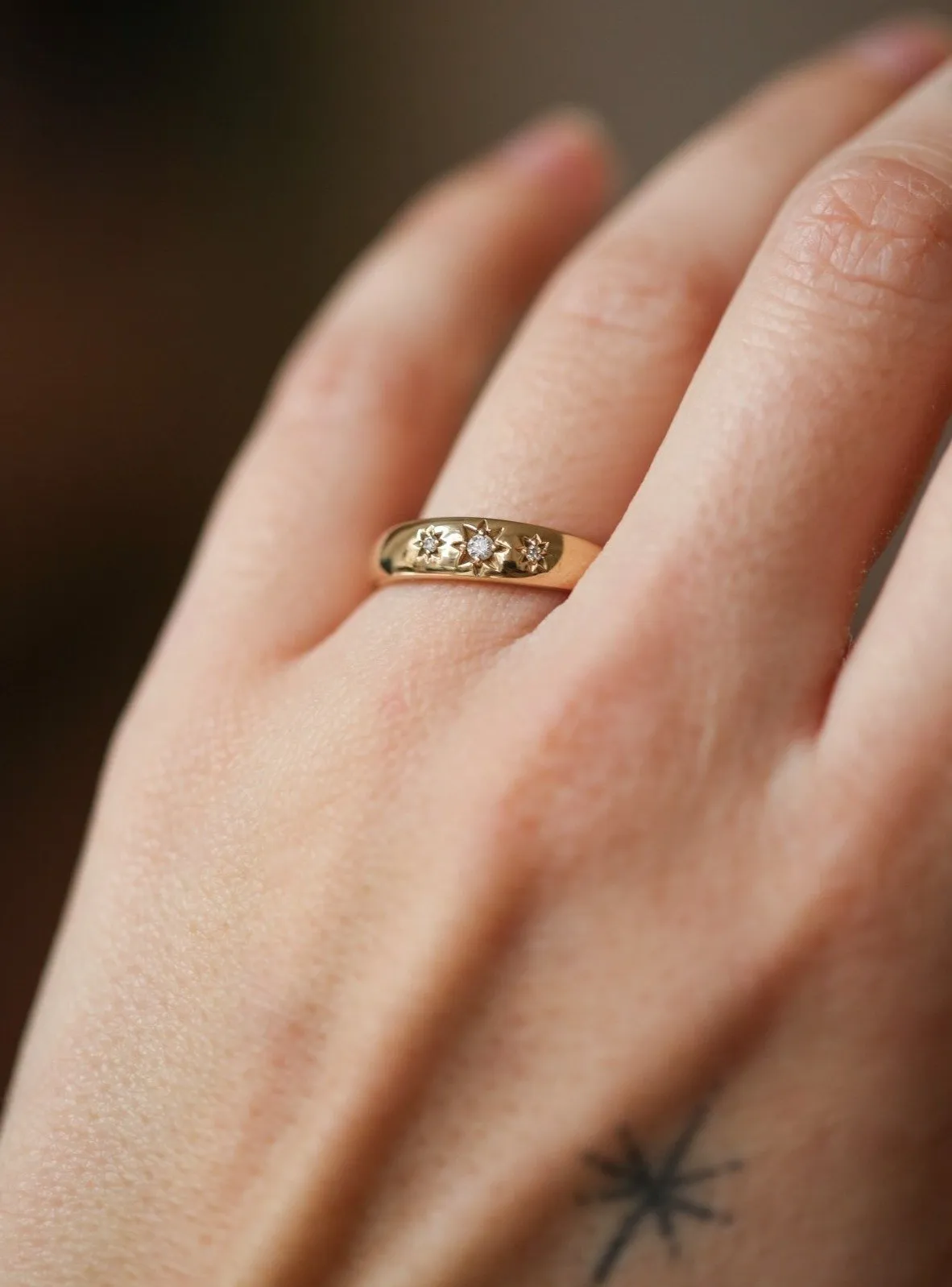 STAR SET DOME RING | 14K GOLD & DIAMONDS