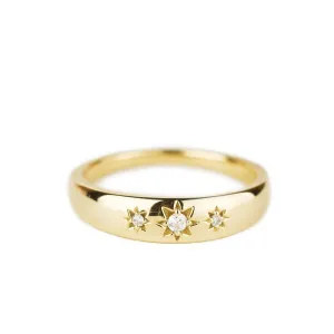 STAR SET DOME RING | 14K GOLD & DIAMONDS