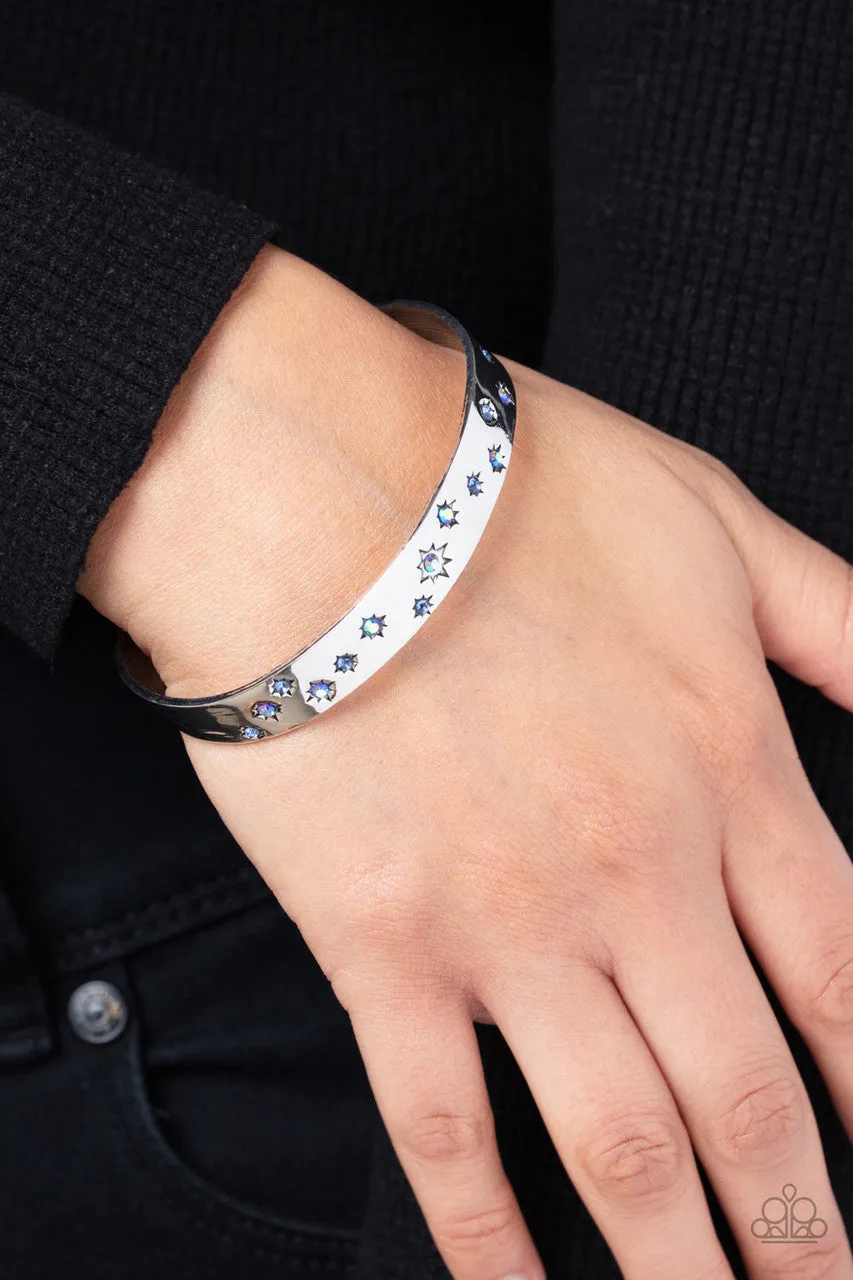 Starburst Shimmer - Blue - Iridescent Rhinestone Paparazzi Cuff Bracelet