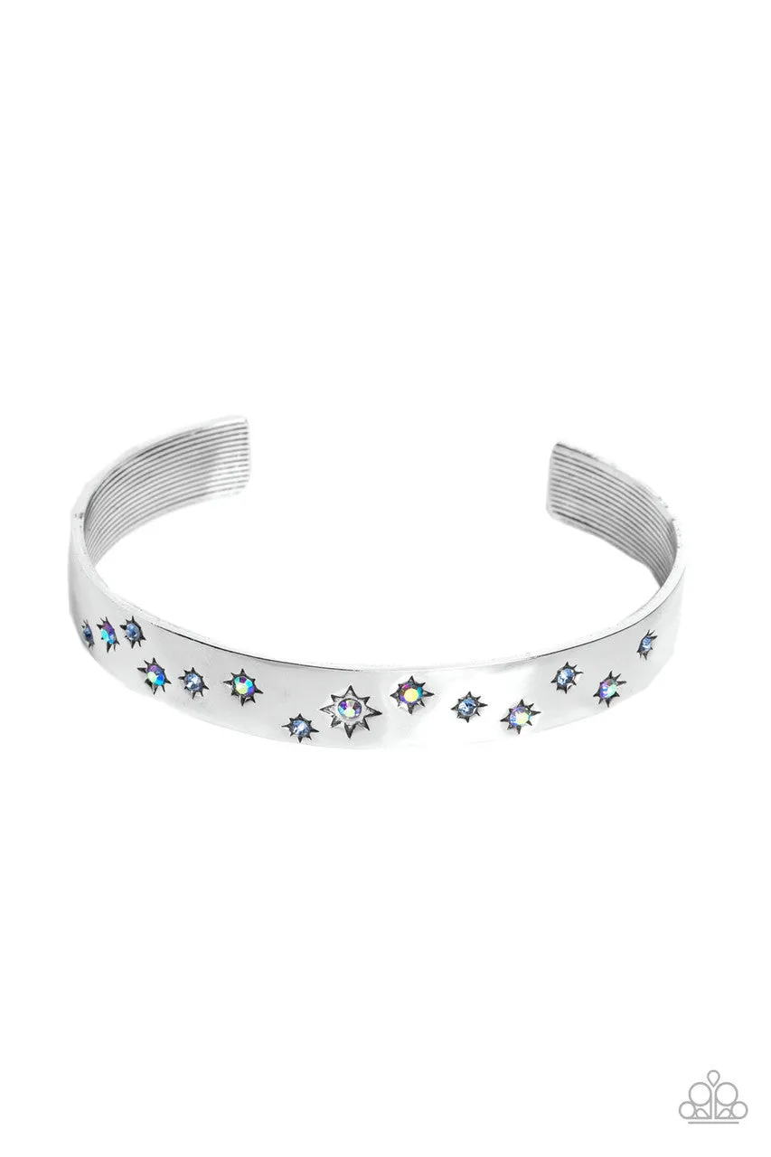Starburst Shimmer - Blue - Iridescent Rhinestone Paparazzi Cuff Bracelet