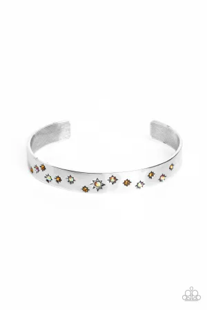 Starburst Shimmer - Orange - Iridescent Rhinestone Paparazzi Cuff Bracelet