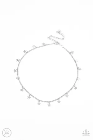 Starry Skies Silver Paparazzi Choker Necklace