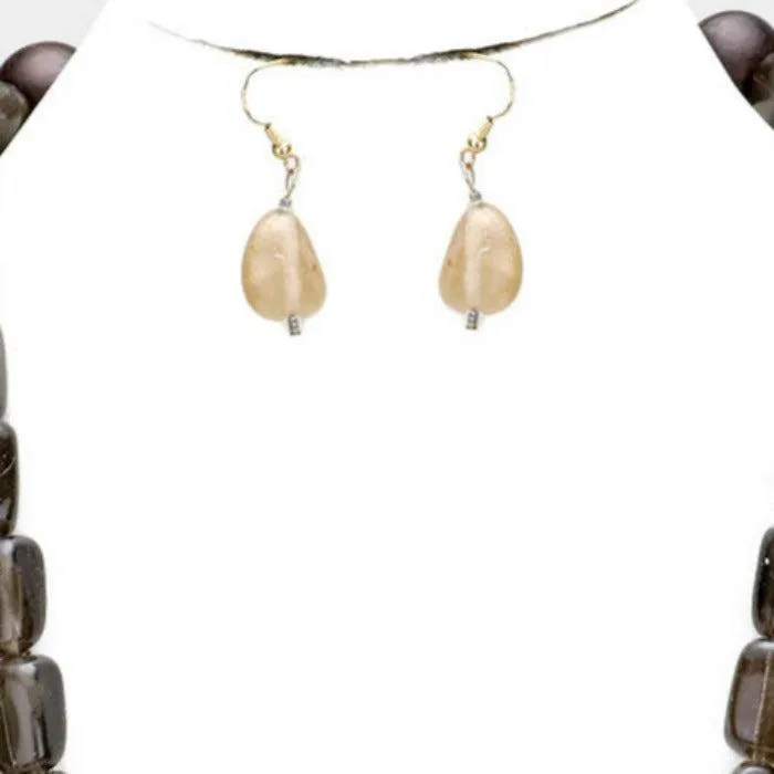 Statement Bead Resin Chunky Rock Layered Toggle Necklace Set
