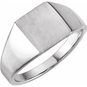 Sterling Silver 11x10 mm Rectangle Signet Ring