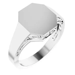 Sterling Silver 13x12 mm Octagon Signet Ring