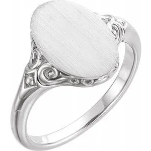 Sterling Silver 13x9 mm Oval Signet Ring