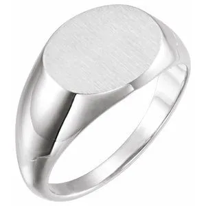 Sterling Silver 14x12 mm Oval Signet Ring