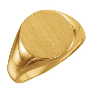 Sterling Silver 15mm Men's Signet Ring with Brush Finish, Size 10