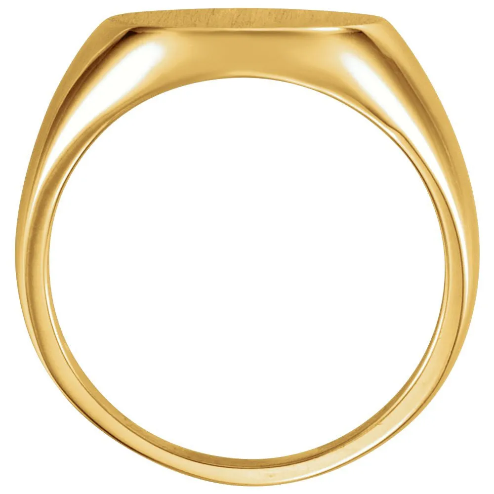 Sterling Silver 15mm Men's Signet Ring with Brush Finish, Size 10