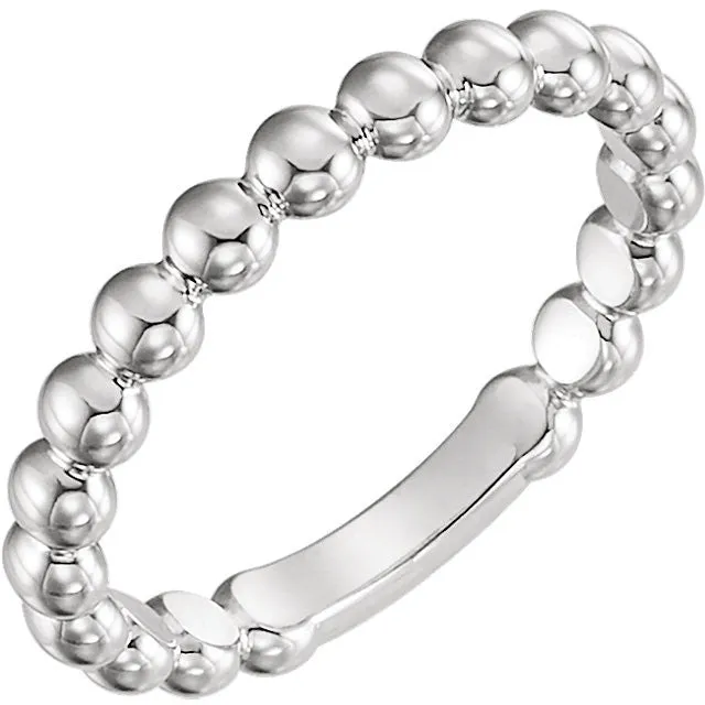 Sterling Silver 3mm Stackable Bead Ring, Size 7