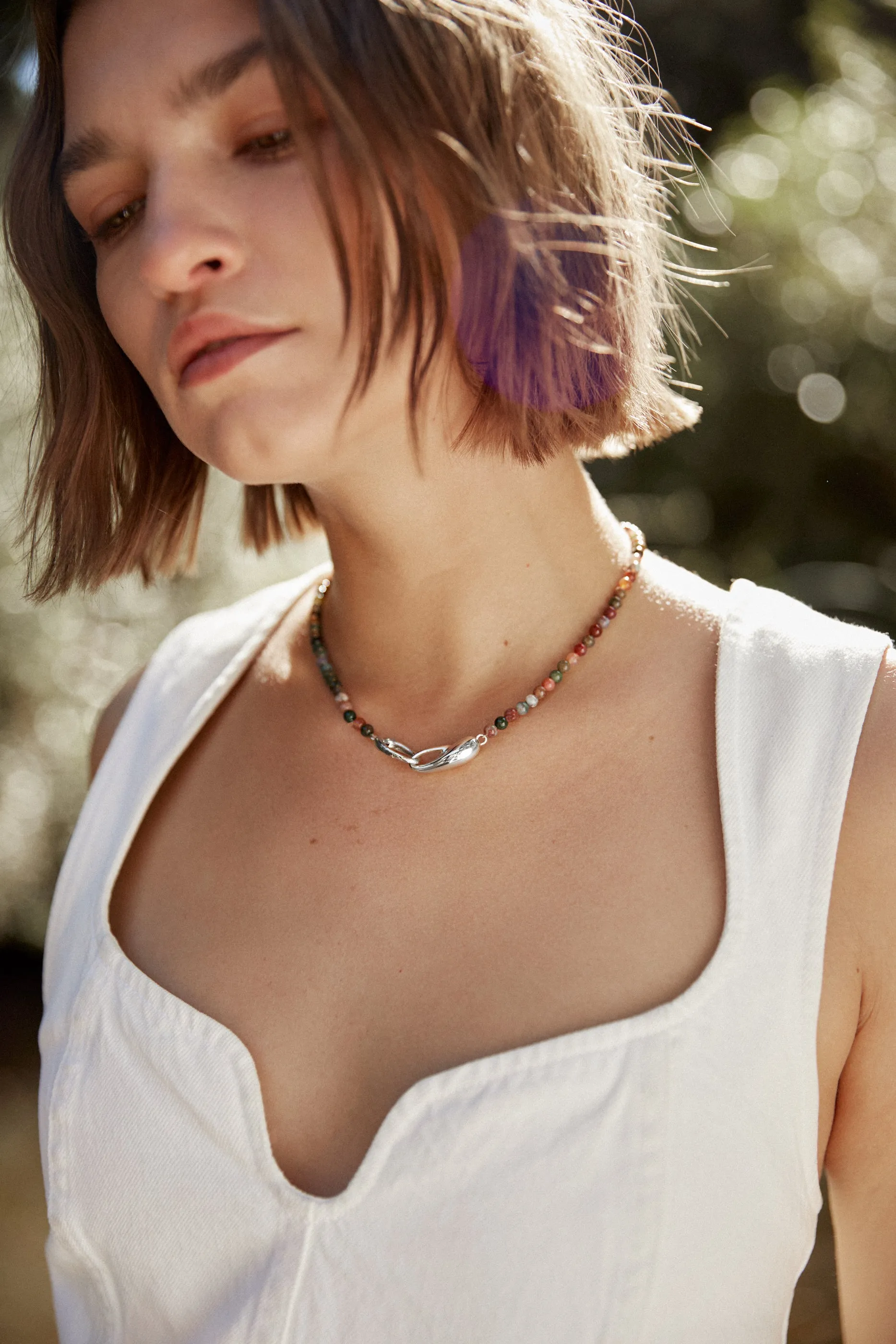 Sterling Silver Agate Choker