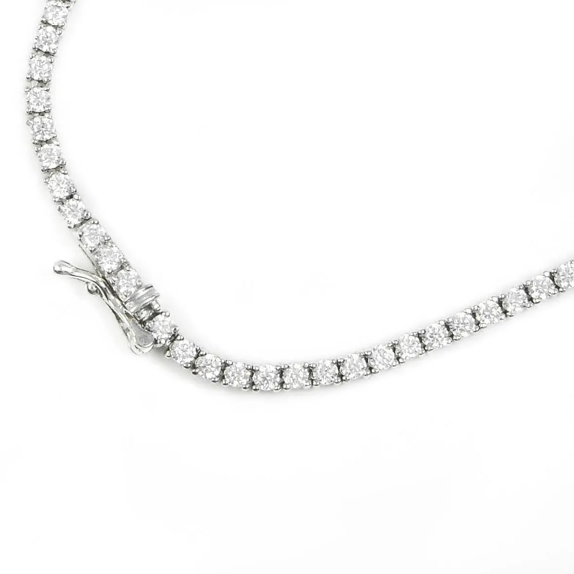 Sterling Silver & Round Cubic Zirconia Choker Necklet Necklace