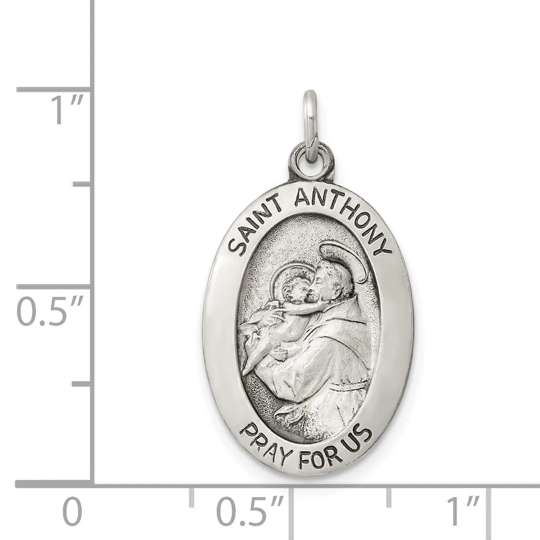Sterling Silver Antiqued Saint Anthony Medal