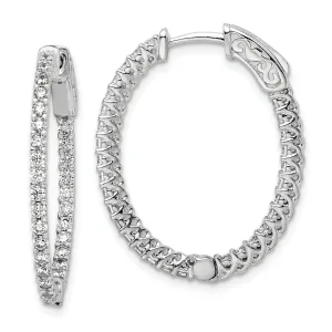 Sterling Silver CZ Oval Hoop Earrings