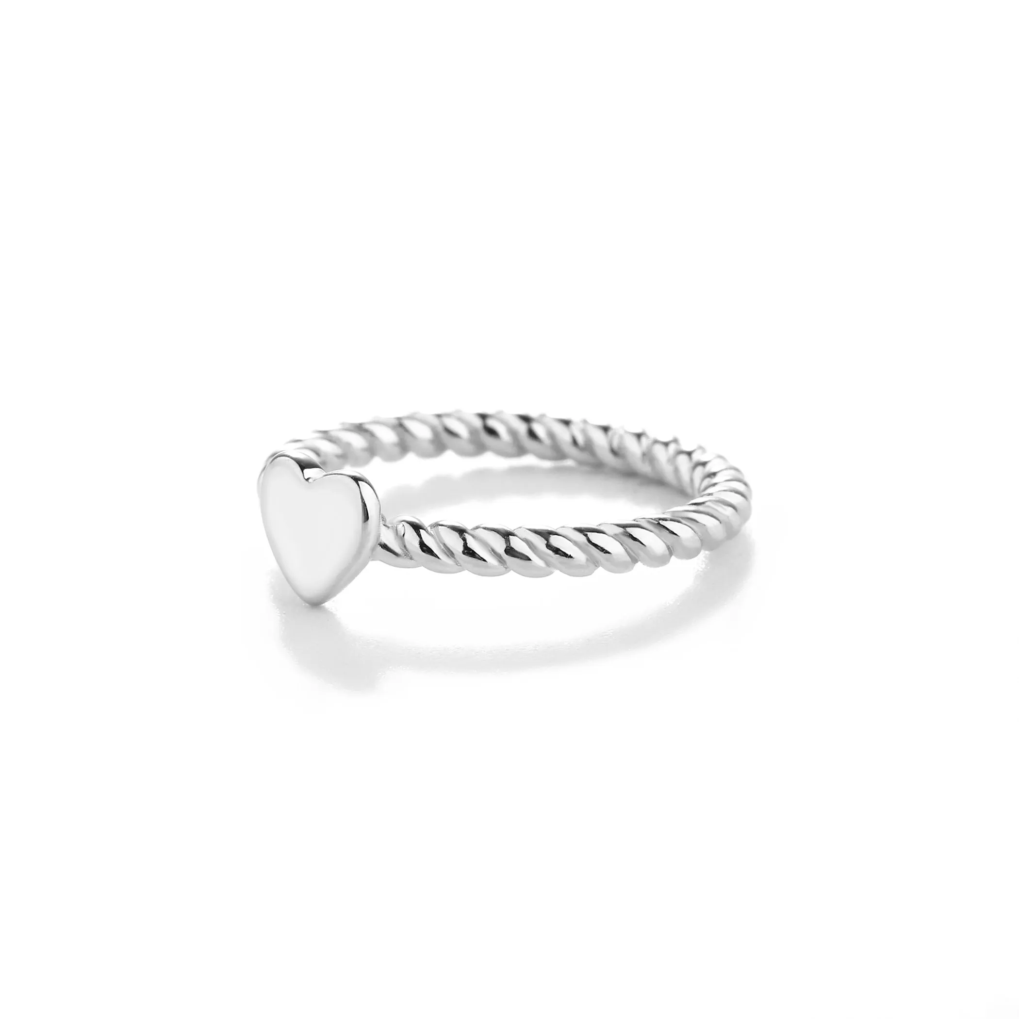 Sterling Silver Girl's Twisted Rope Ring with Silver Heart