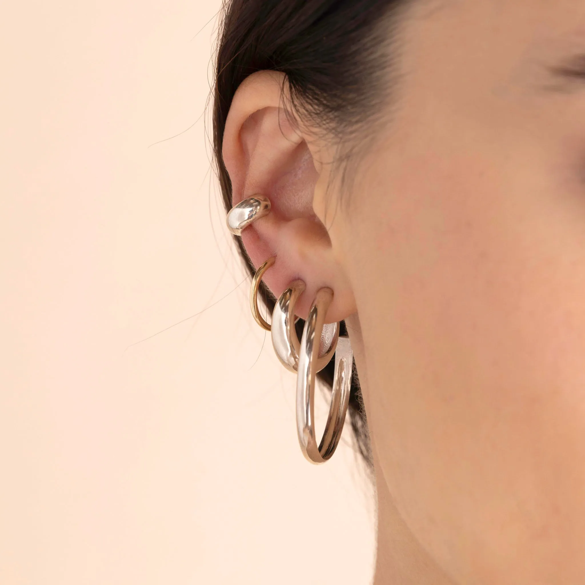 Sterling Silver Medium Aura Hoops