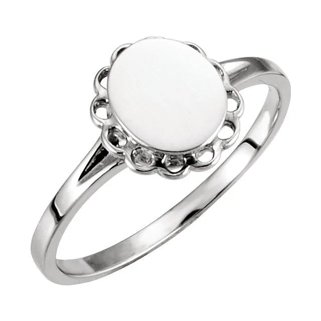 Sterling Silver Oval Signet Ring, Size 7