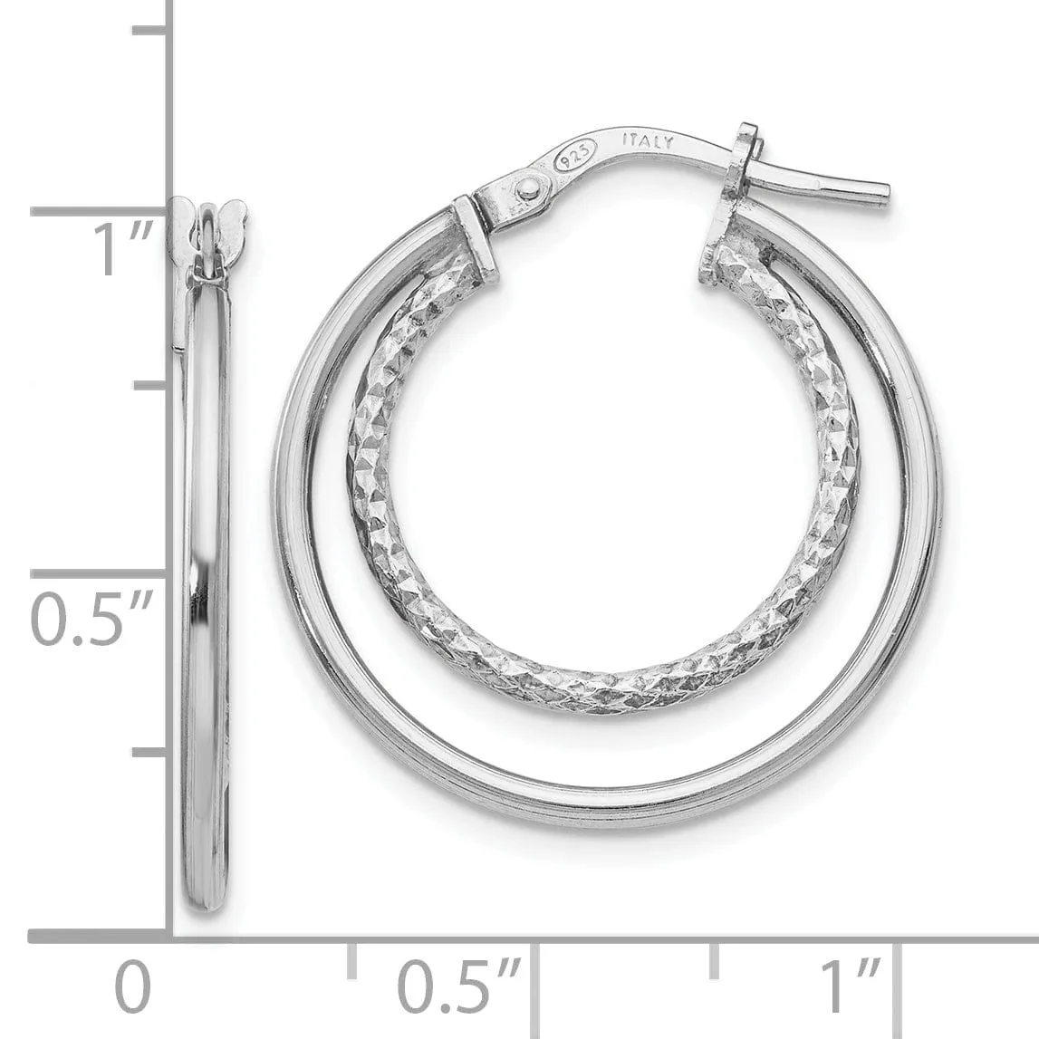 Sterling Silver Polished D.C Hoop Earrings