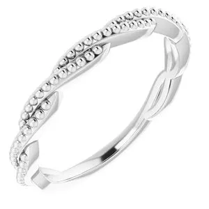 Sterling Silver Stackable Twisted Beaded Ring