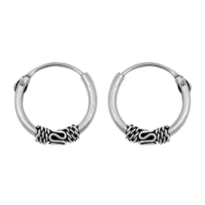 Sterling Silver Statement Hoop Boho Bali Style Rope Knot Weave Earrings 925 New
