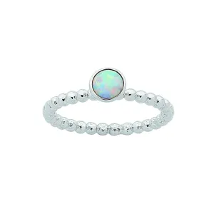 Sterling Silver Synthetic Opal Stackable Ring