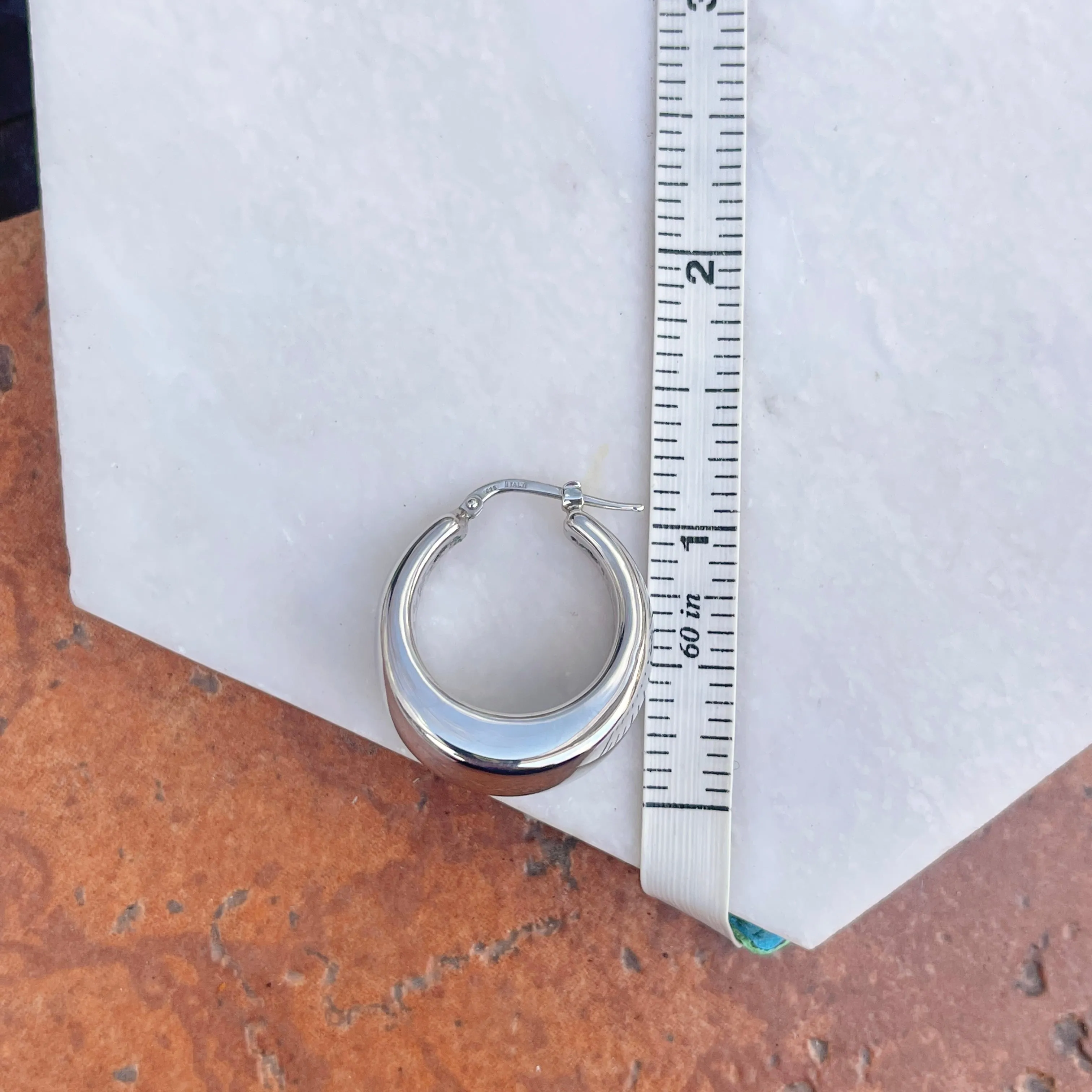 Sterling Silver Tapered Tube Round Hoop Earrings 26mm