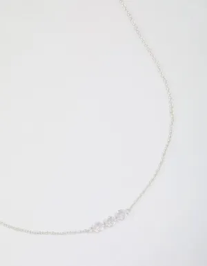 Sterling Silver Trio Round Cubic Zirconia Necklace