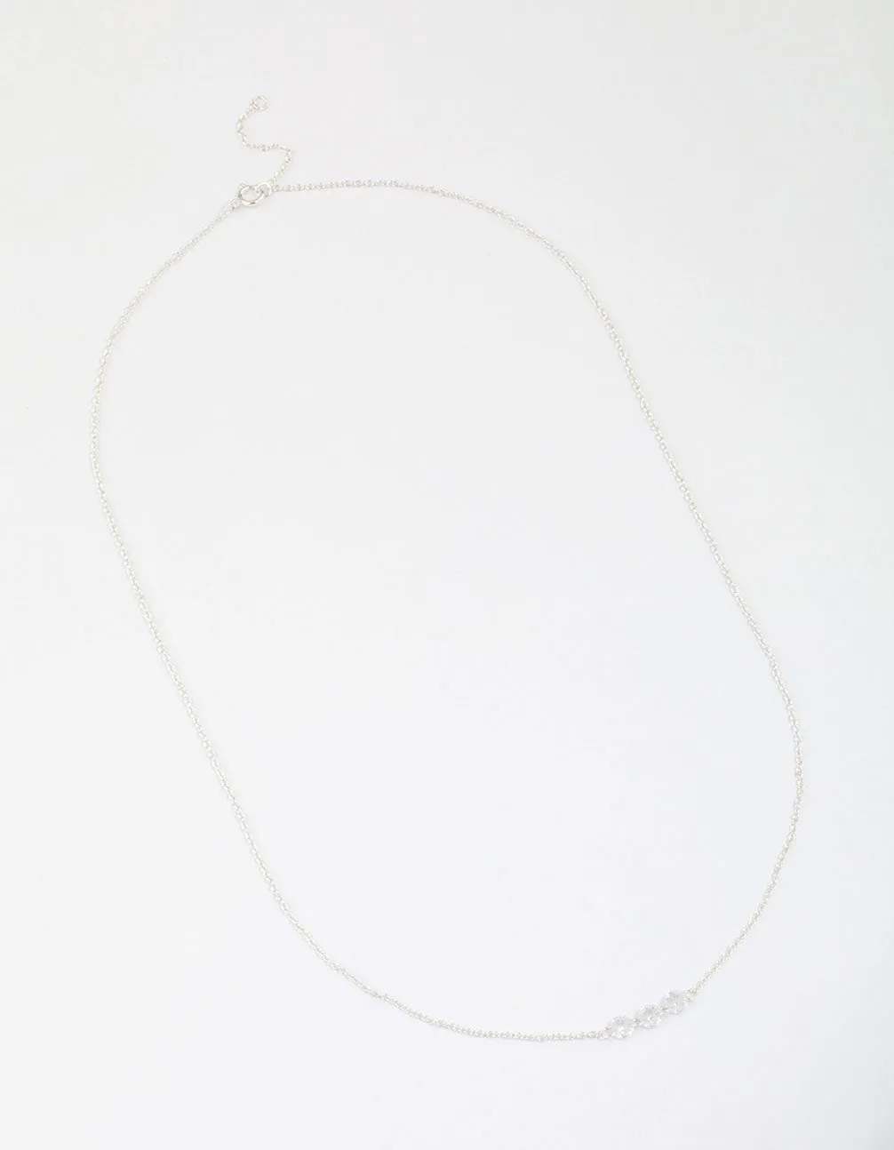Sterling Silver Trio Round Cubic Zirconia Necklace