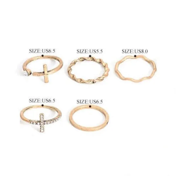 Stone Cross Ring Set