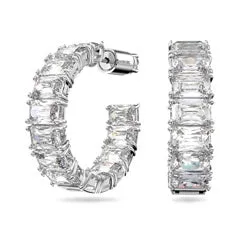 Swarovski Millenia Octagon Cut Rhodium Hoop Earrings
