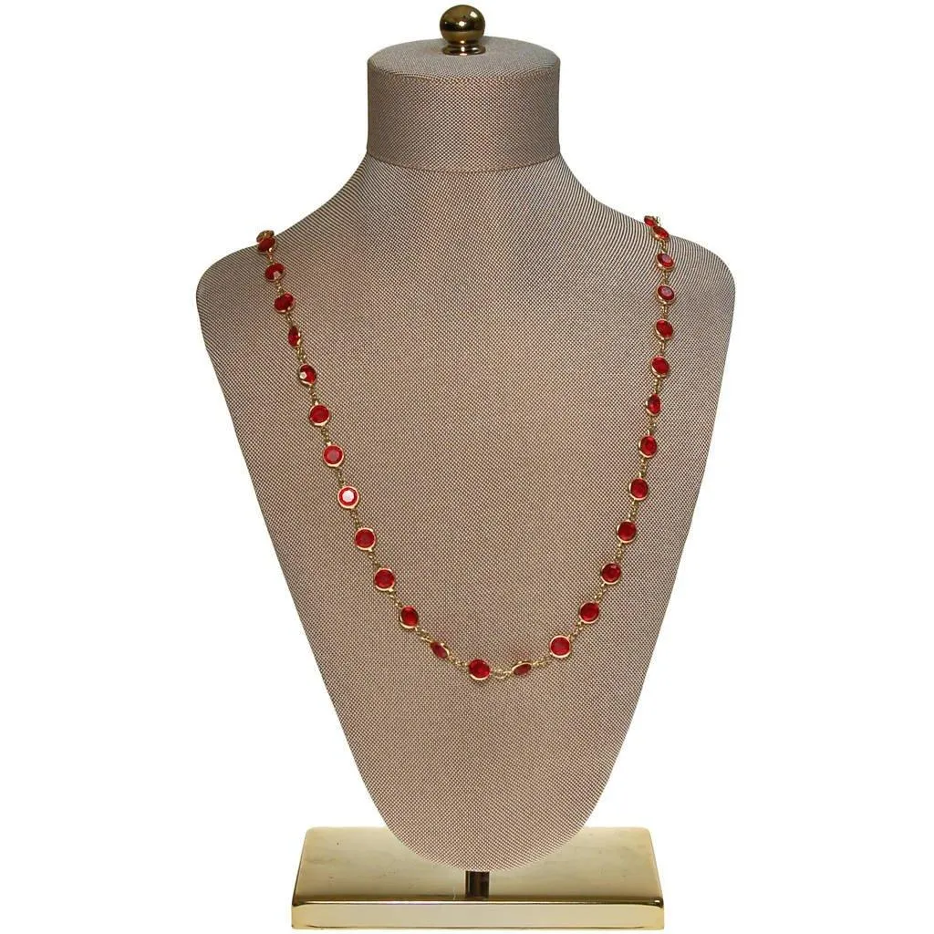 Swarovski Red Bezel Set Crystal Necklace, Collet Set, Open Back, Chicklet