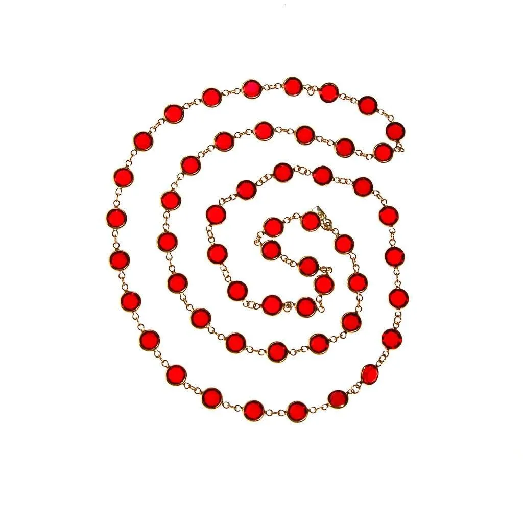 Swarovski Red Bezel Set Crystal Necklace, Collet Set, Open Back, Chicklet