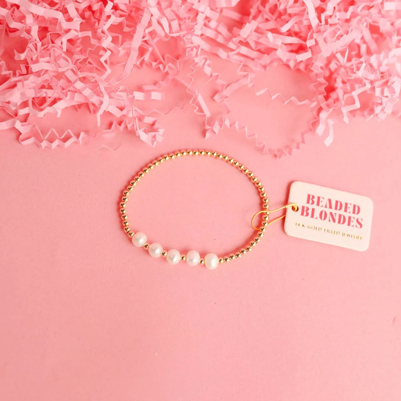 Tatum Pearl Bracelet in Gold: Standard 6.75 inch