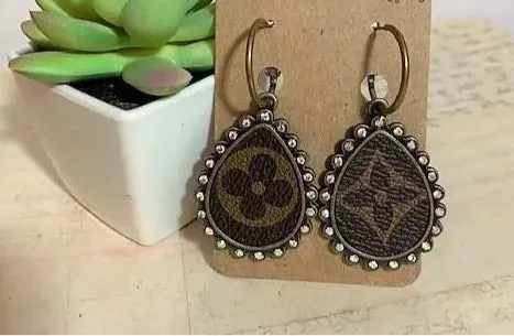 Teardrop Upcycled Hoop Earrings