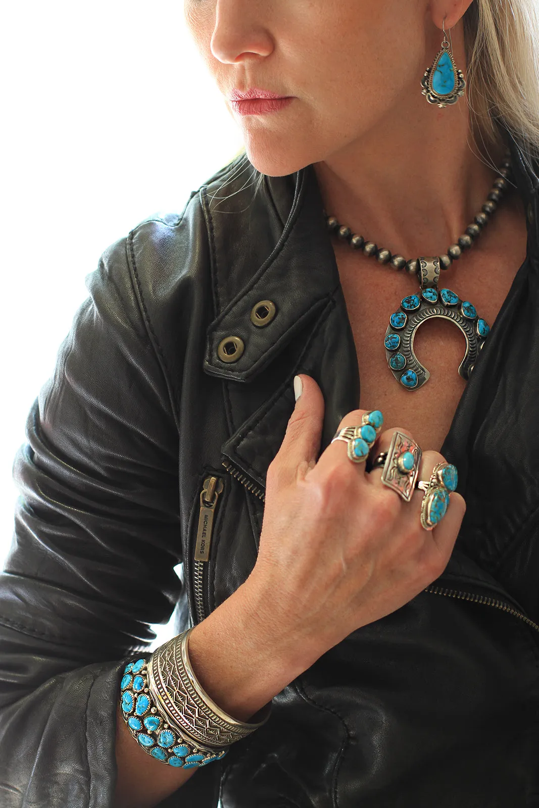 Ted Secatero Natural Kingman Turquoise Row Cuff