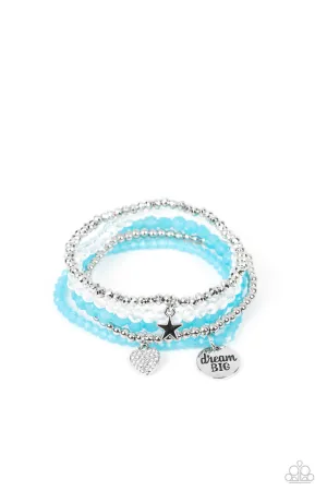 Teenage DREAMER - Blue - Beaded Heart Star Charm "Dream Big" Inspirational Paparazzi Stretchy Bracelet