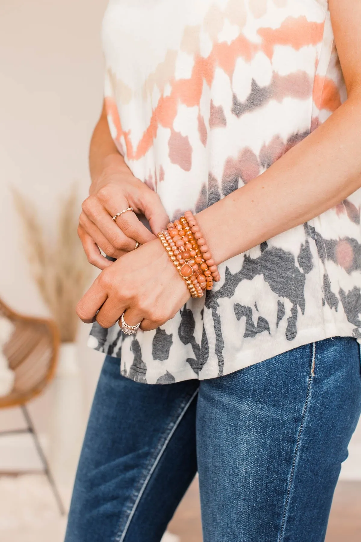 Telling Stories Gold Bracelet Set- Peach