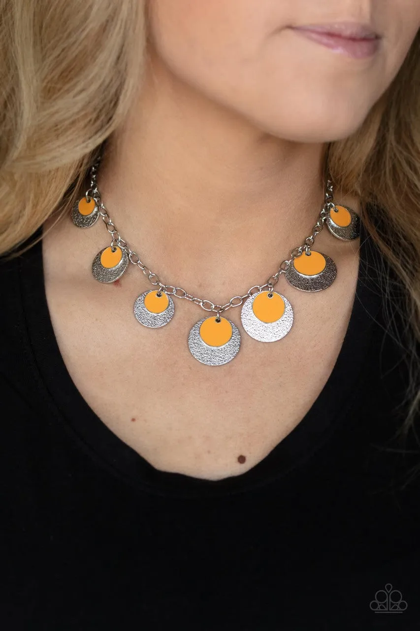 The Cosmos Are Calling Orange Paparazzi Necklace